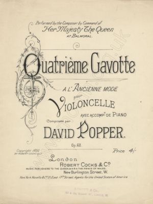 Quatrième Gavotte à l'Ancienne Mode, Op.68. London, 1892.